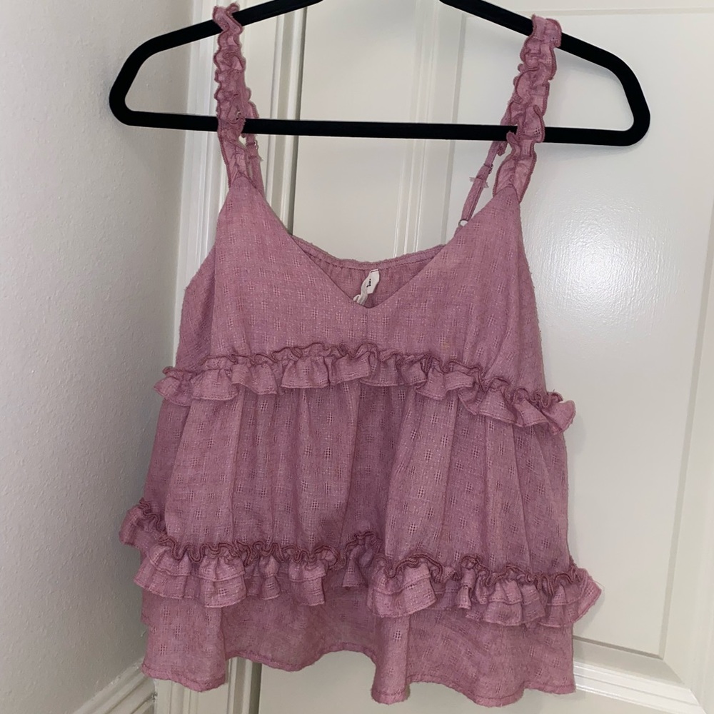 &merci pink ruffle tank top size S